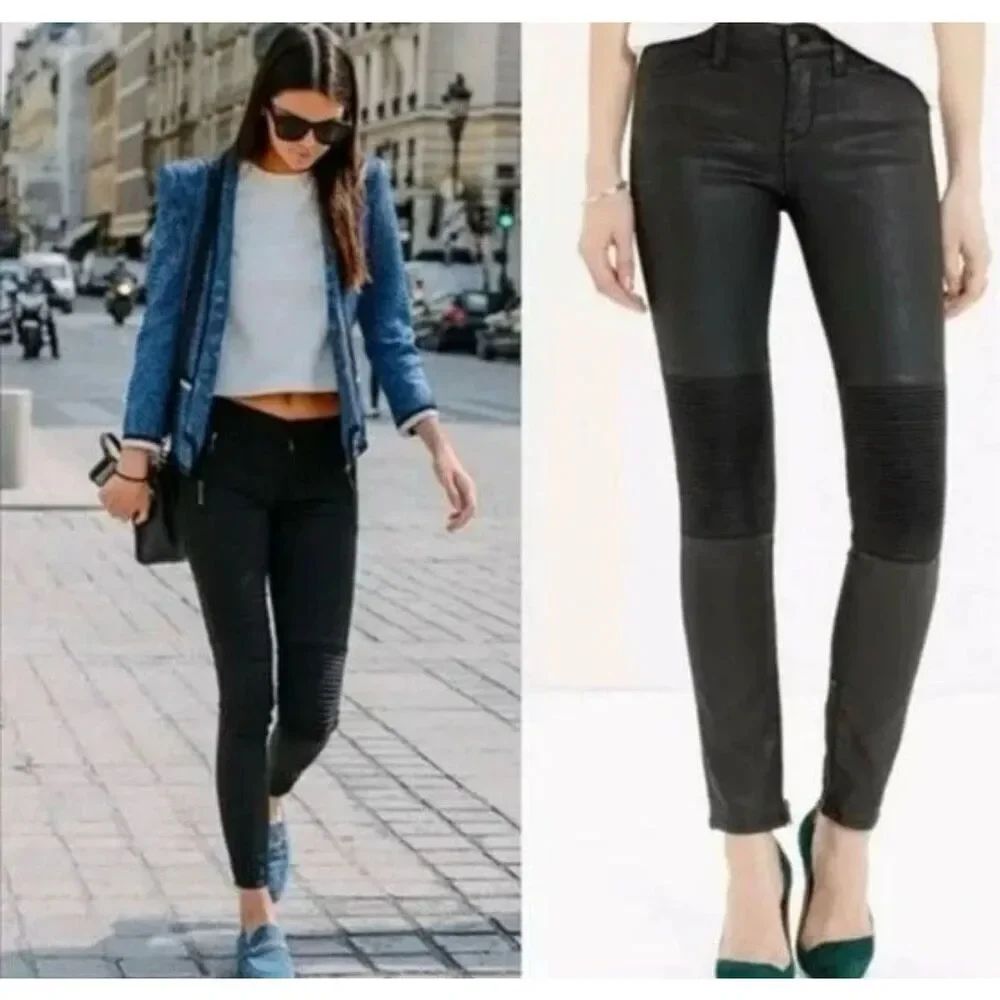 Madewell Black Skinny Skinny Race Track Moto pants size 24